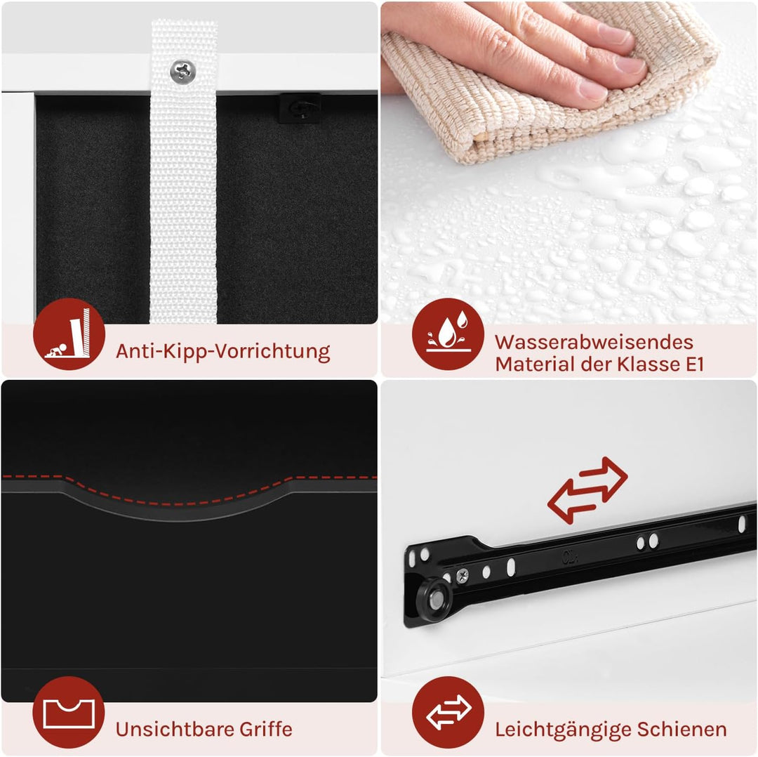 WOLTU Rollcontainer, mobiler Aktenschrank mit 5 Rollen, mit 3 Schubladen, mit verstellbarem Hängereg