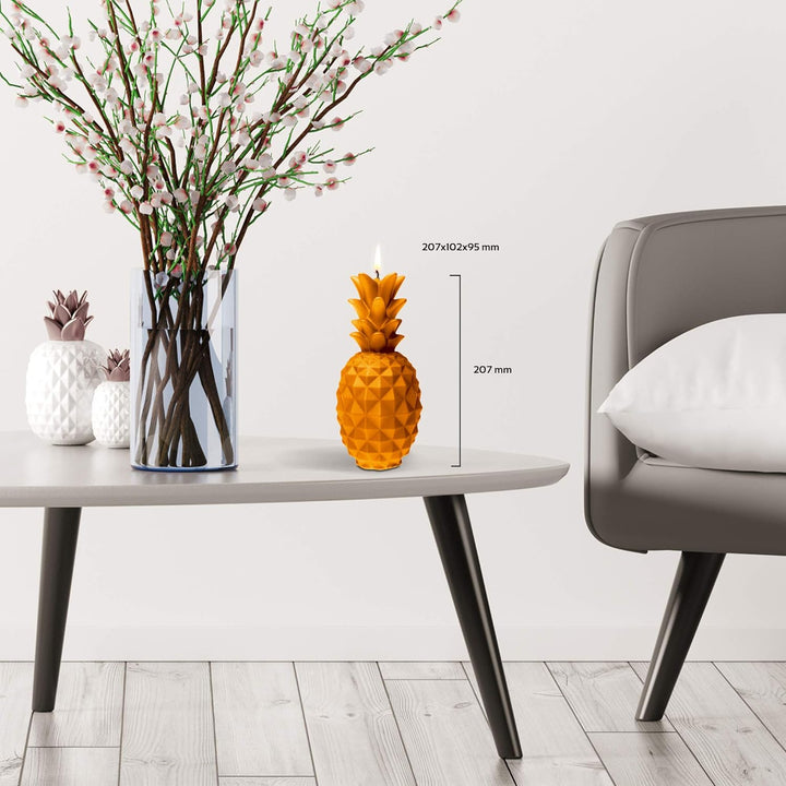 Candellana Ananas Paraffinkerze 100x100x210 mm - Orange Kerze Dekorativ - Kerzen Aesthetic 3D - Cand