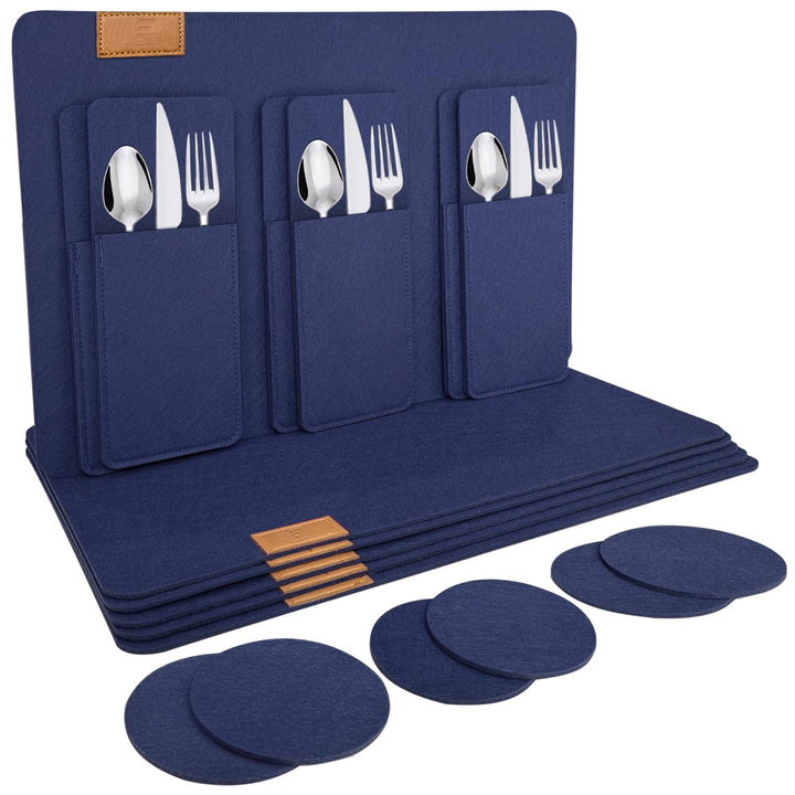 Tischsets Abwaschbar Platzsets aus Filz 18er Set, Abwischbar Tischsets, Hitzebeständig rutschfest Pl