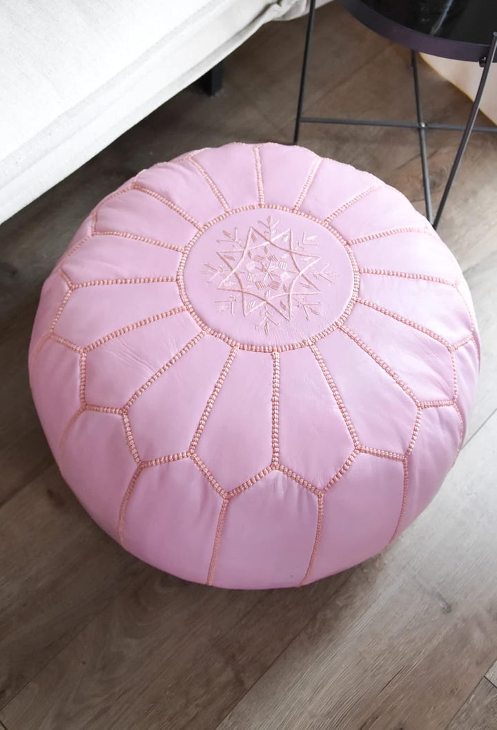 Poufs&amp;Pillows Premium Echt Leder Pouf - Handgefertigt - Gefüllt geliefert - Ottoman, Sitzsack, Fussh