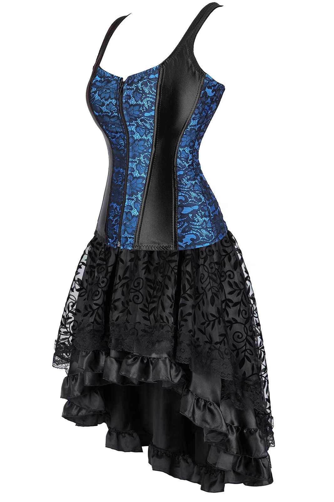 Jutrisujo korsett Corsagenkleid bustier vollbrust corsage kleid strapse viktorianisch Halloween, Blu