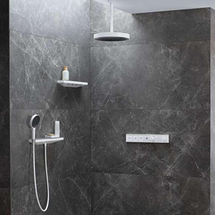 hansgrohe Wandanschluss Rainfinity (500mm, mit Duschkopfhalterung links und Duschablage) chrom Chrom