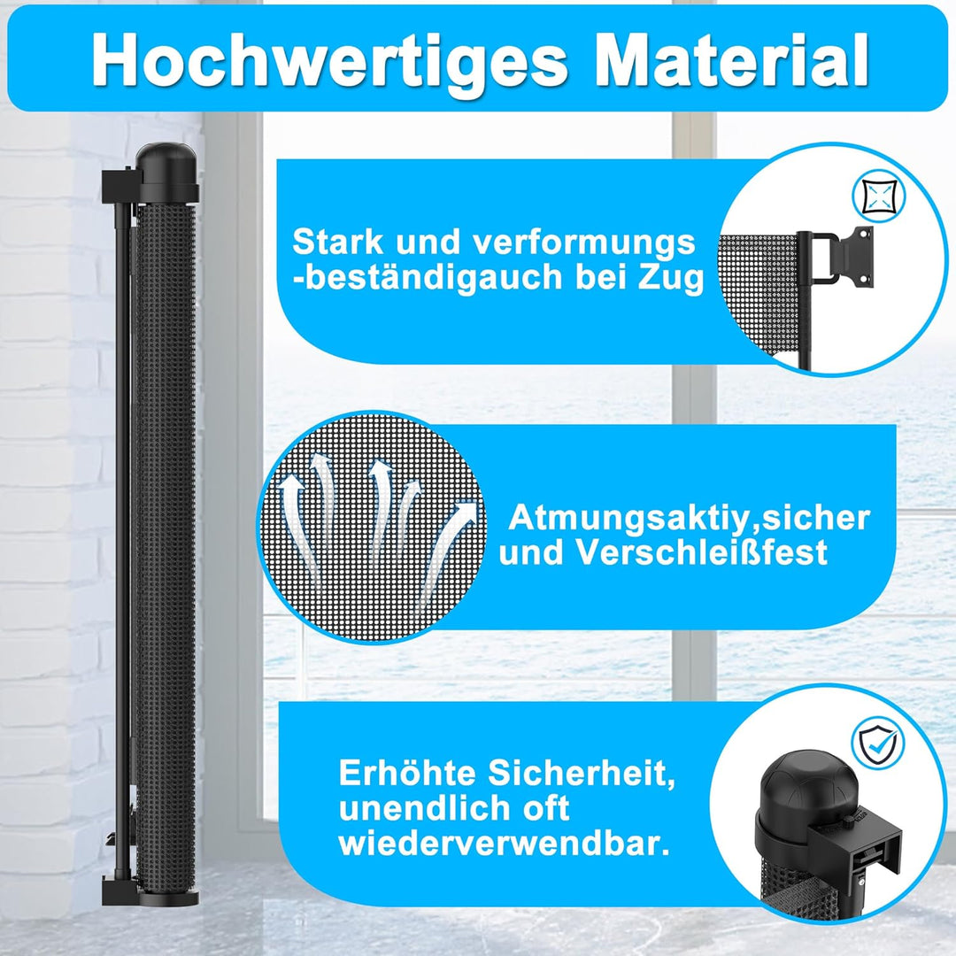 LARS360 Türschutzgitter Ausziehbar 0-300cm Treppenschutzrollo Baby Treppenschutzgitter Einziehbares