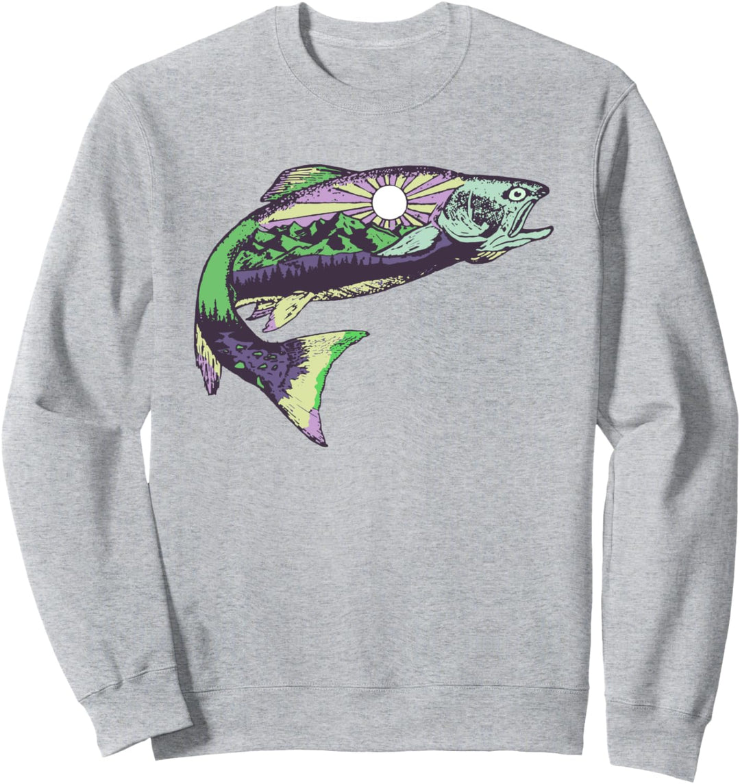 Trout Outdoor Illustration Series - Cool Wisteria Sweatshirt