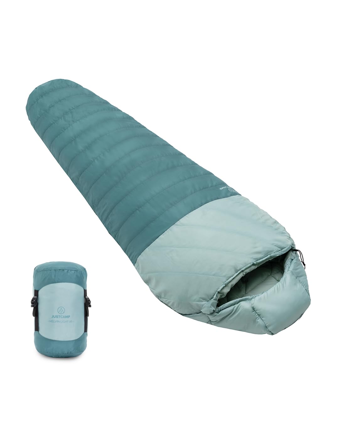 Justcamp Melvin Light Schlafsack - Erwachsene/Kinder (bis 200cm) - 3 Jahreszeiten (9-25 °C) - Sommer