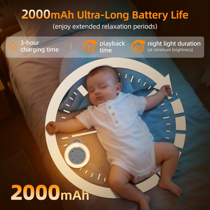 White Noise Machine Baby Weisses Rauschen Baby mit Nachtlicht 24 Beruhigende Klänge Timerfunktion Bl