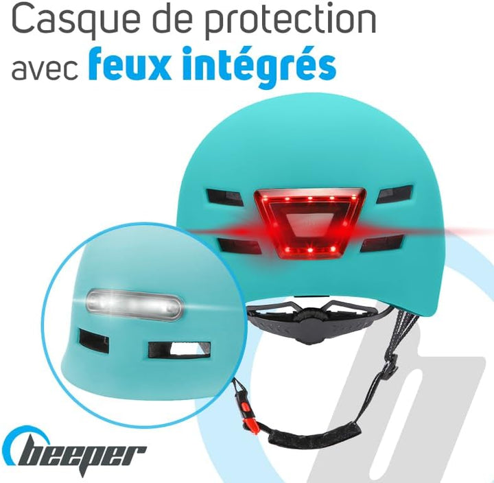 BEEPER Unisex Jugend ME135S-B Helm mit integrierter Beleuchtung, blau, S
