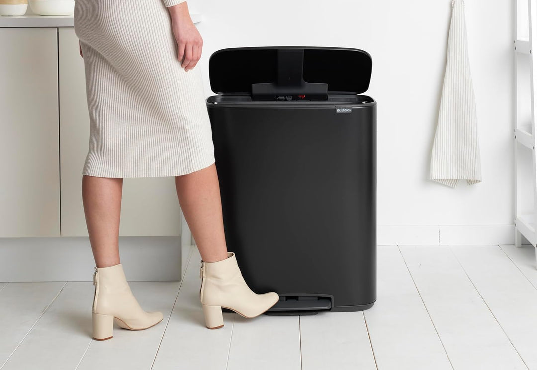 Brabantia Recycling-Treteimer, Stahl, mattschwarz, gross (2 x 30 l) 2 Inneneimer (2 x 30L) Matt Blac