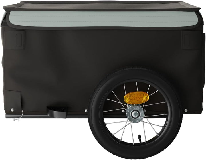 Fahrradanhänger 30kg Eisen Schwarz-Orange | Robustes Eisengestell, hohe Stabilität, wetterfest Grau,