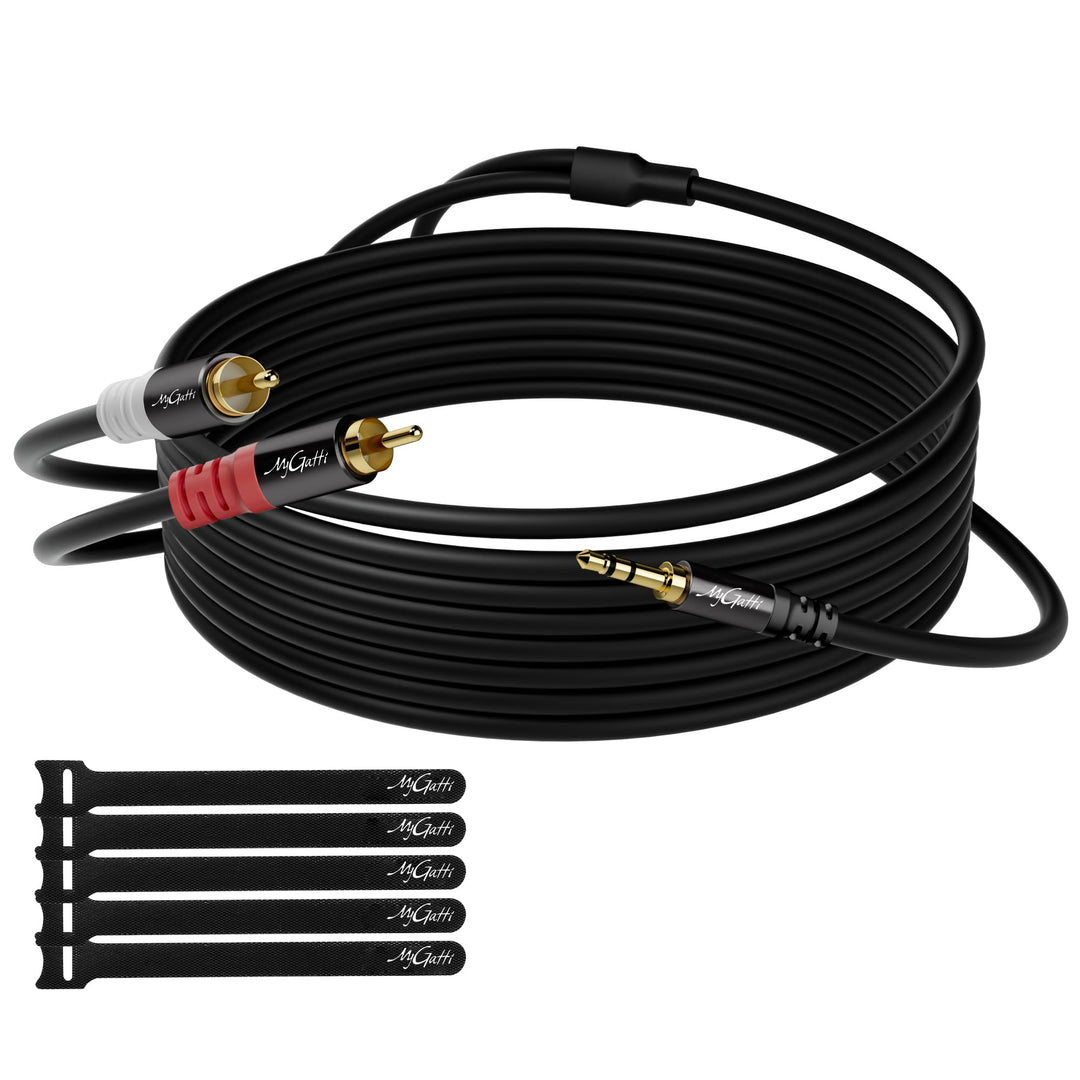 Klinke 3,5mm auf Cinch Kabel 25 Meter,2 RCA Stecker auf Aux Stereo Audioadapter,Aux-Cinch Y Splitter
