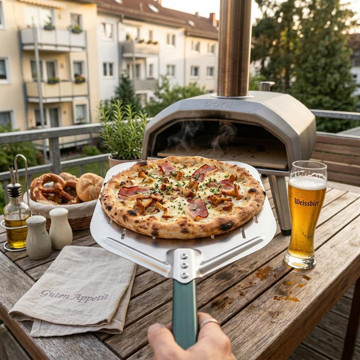Pizzaschieber 40 * 30cm 12 Zoll Aluminium Pizzaschieber perfekter Grösse und perforiertem Design für