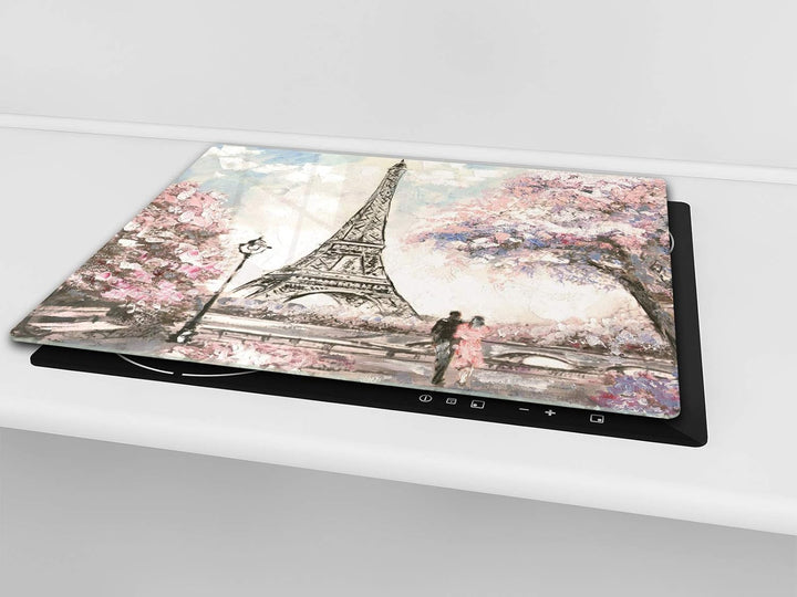 Küchenbrett aus Hartglas und Induktionskochplattenabdeckung – Schneideplatten SINGLE mit 60 x 52 cm