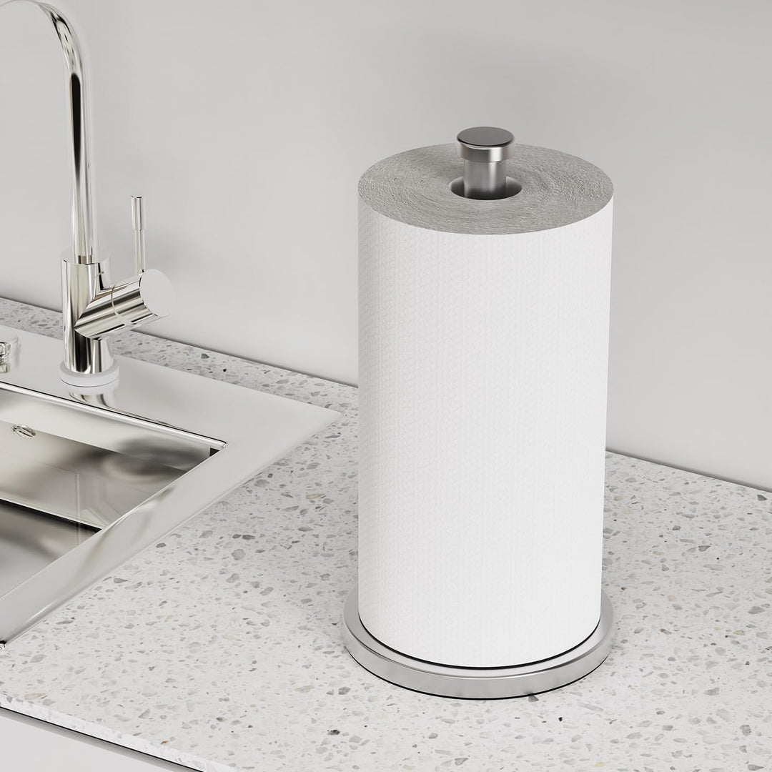 VEHHE Küchenrollenhalter Stehend mit Eva-Schaum Basis, Gewichteter Küchenpapierhalter, Edelstahl Küc
