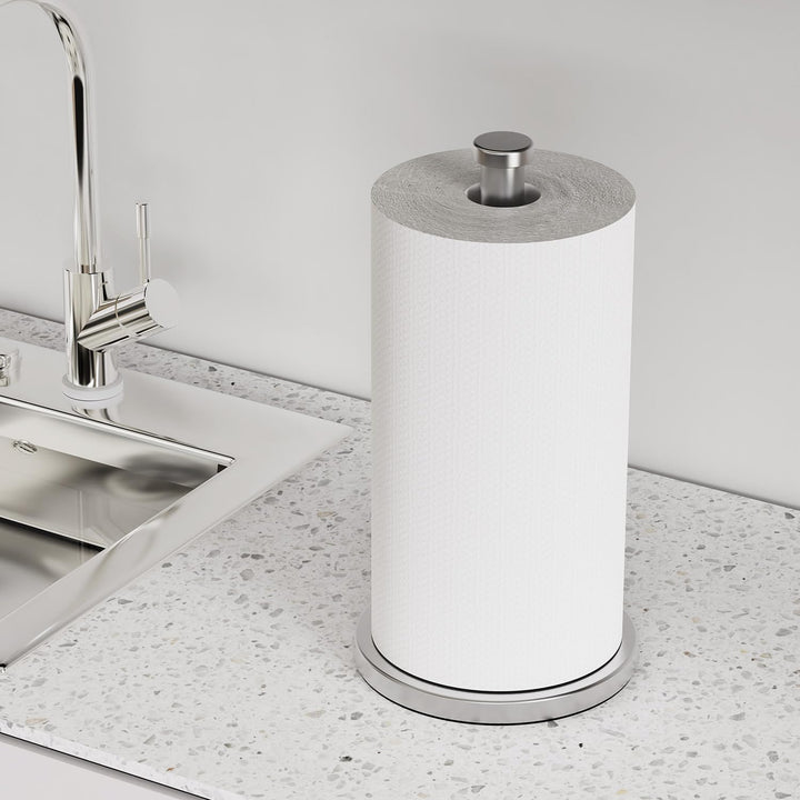 VEHHE Küchenrollenhalter Stehend mit Eva-Schaum Basis, Gewichteter Küchenpapierhalter, Edelstahl Küc