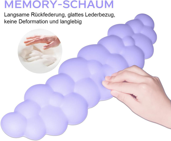 JIKIOU Cloud Handgelenkauflage Tastatur aus Leder mit rutschfester PU-Basis, bequemer Memory-Schaum