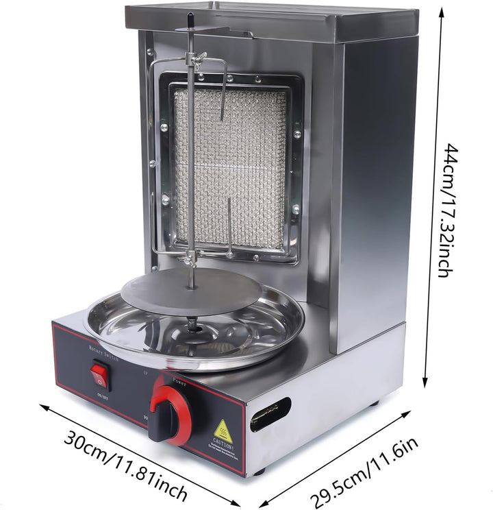 Dönergrill Vertikalgrill 2000W Elektro Grill Gas Kebab Machine, LPG Grill, 0-300℃ Temperatureinstell