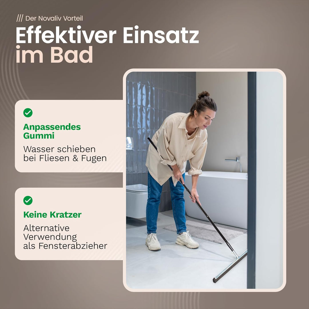 Novaliv 10x Fliesenabzieher Dusche 60 cm Boden mit Schraub- Steckstiel 137 cm Wasserabzieher für Bod