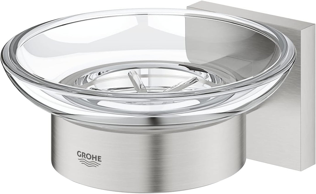 GROHE Start Cube - Seifenschale mit Halter (verdeckte Befestigung, Material: Glas/ Metall), superste