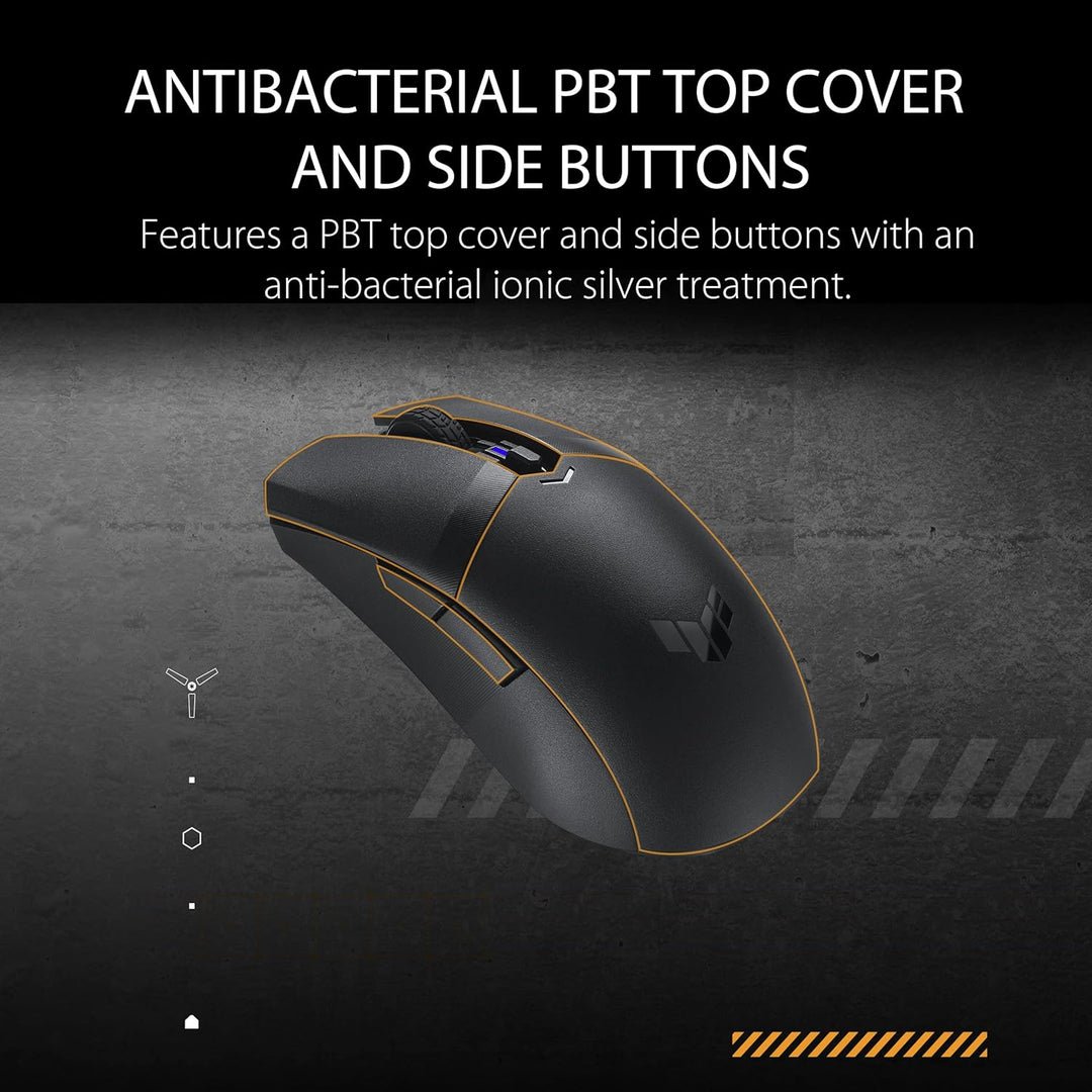 ASUS TUF Gaming M4 Wireless optische Gaming-Maus (kabellos, beidhändig, 12.000 DPI-Sensor, DPI-Taste