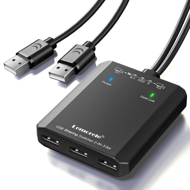 USB Switch Adapter, Lemorele 3 Ports USB Share USB Switch für 2 PCs, 2 In 3 Out USB KVM Switch Hub m