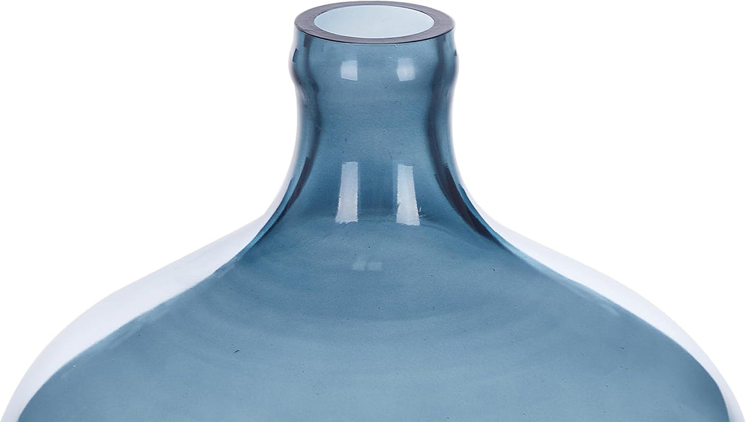 Runde Dekovase aus gefärbtem Glas handgefertigt blau 39 cm Roti