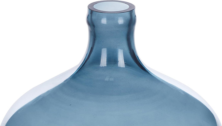 Runde Dekovase aus gefärbtem Glas handgefertigt blau 39 cm Roti