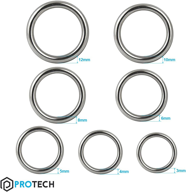 PROTECH 5 Stück O-Ring Edelstahlringe - Ring 10x60mm Rundringe aus rostfreiem Edelstahl A4 V4A gesch