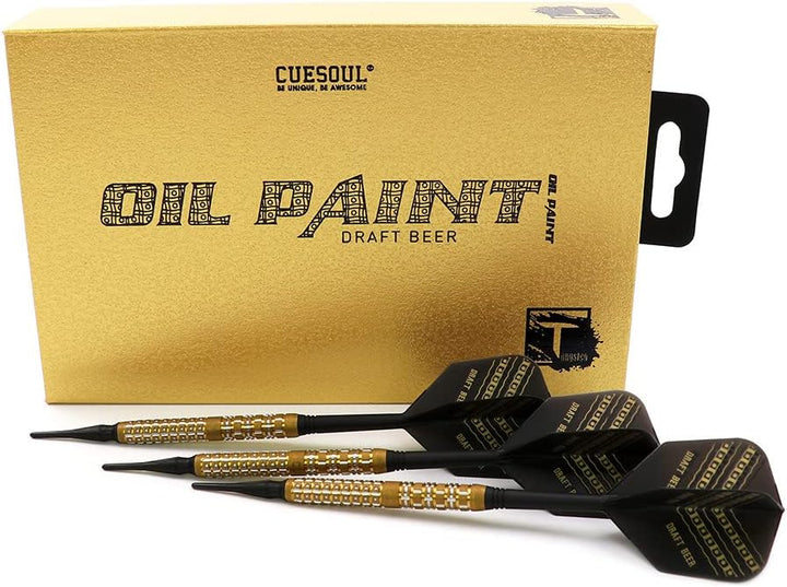 CUESOUL Soft Tip 90% Tungsten Dart Set mit Ölfarbe Finish und ROST Flights 21g fassbier, 21g fassbie