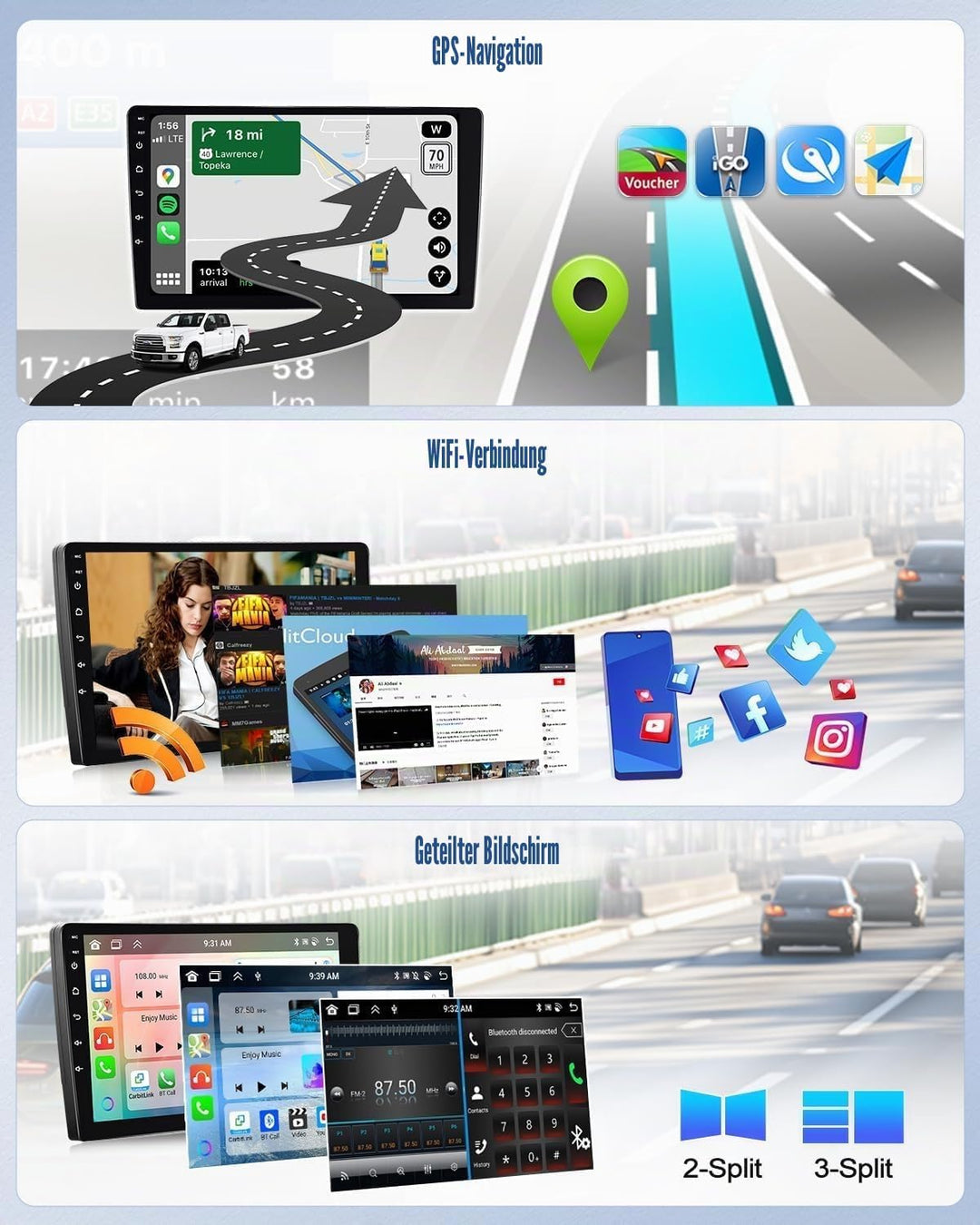 [4G+64G] CAMECHO Android 13 Autoradio f眉r BMW 5 E39 E53 M5 X5 (1996-2007) mit Carplay Android Auto N