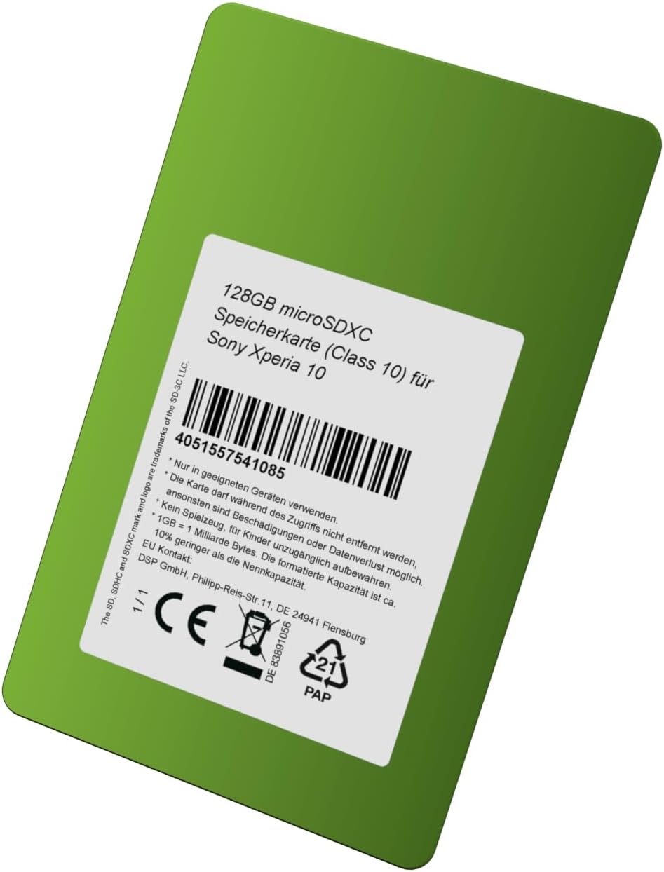 128GB microSDXC Speicherkarte (Class 10) für Sony Xperia 10 128GB Class 10, 128GB Class 10