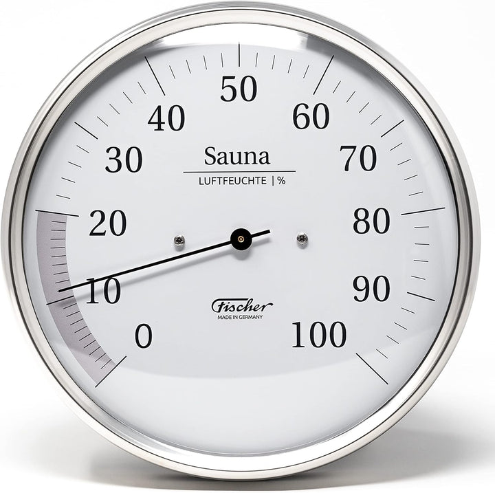 Fischer 192.01 - Sauna-Hygrometer synthetisch - 160mm Sauna-Luftfeuchtigkeitsmesser aus Edelstahl -