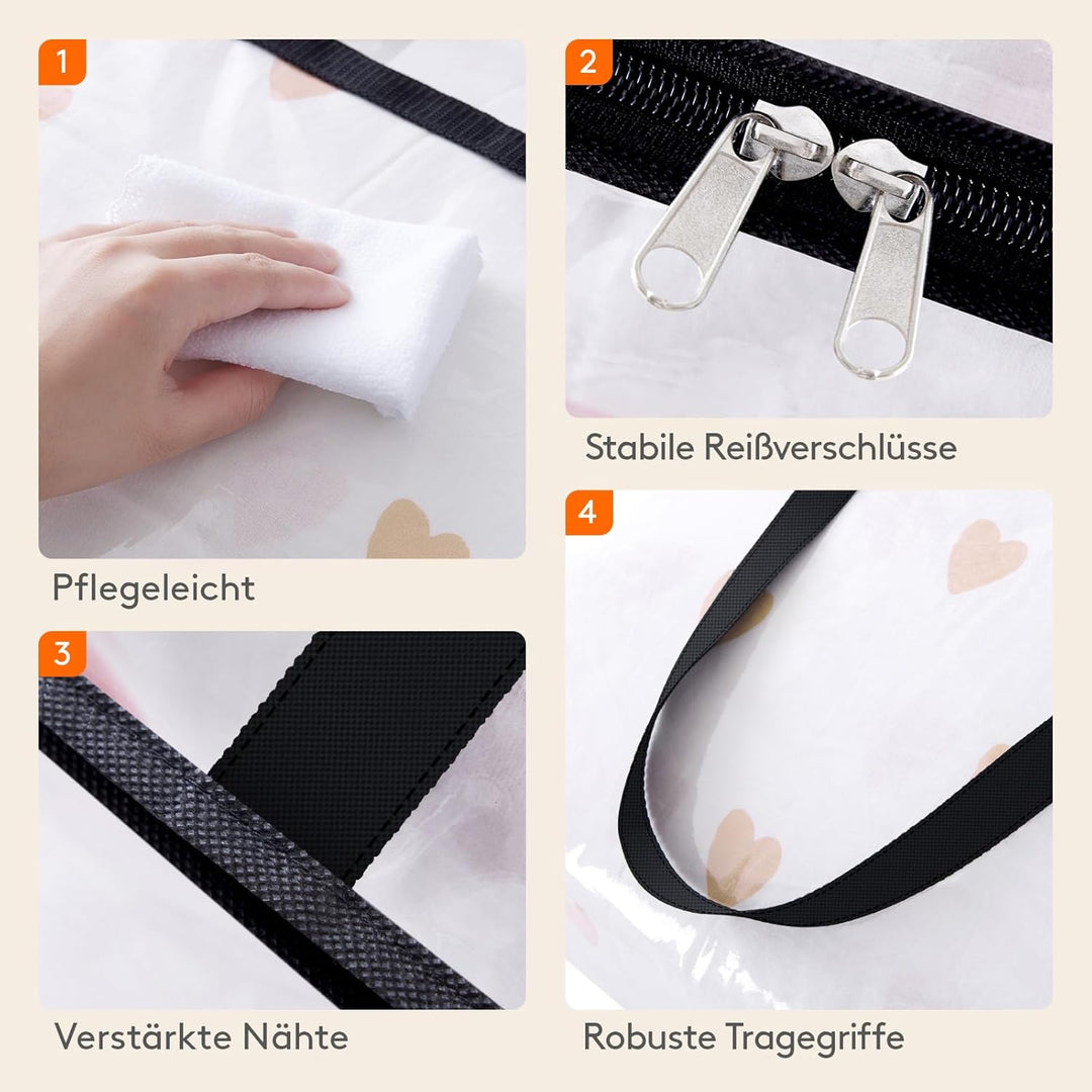 Lifewit 4 Stück Transparente Plastik Aufbewahrungstasche, 60L Kleiderschrank Organizer Aufbewahrungs
