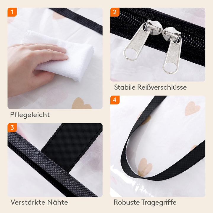 Lifewit 4 Stück Transparente Plastik Aufbewahrungstasche, 40L Kleiderschrank Organizer Aufbewahrungs