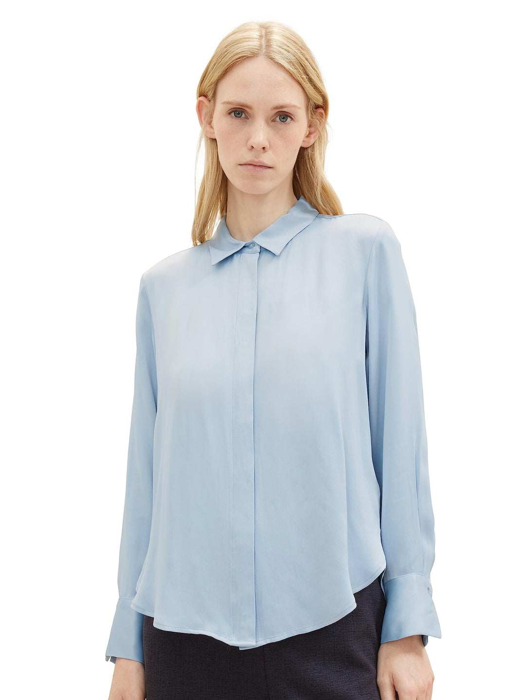 TOM TAILOR Damen Basic Satin Bluse 36 26320 - Stonington Blue, 36 26320 - Stonington Blue