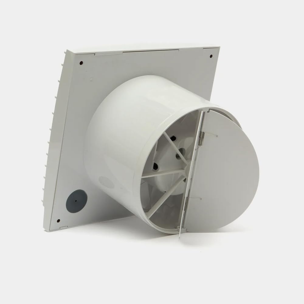 Vlano ONDA 100 TH Badlüfter mit Feuchtigkeitsensor, Nachlauf und Lichtsensor, Lüftungsmodus, Rücksch