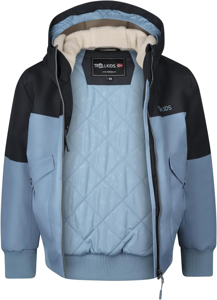 Trollkids wasserdichte atmungsaktive Kinder Jacke GRIMSTAD 104 black/steel blue/desert, 104 black/st