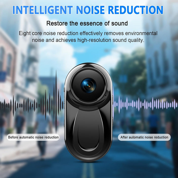 Mini Action Cam 1080P HD, Kleine Bodycam 120° Weitwinkel Objektiv mit 360° Clip&Magnetische Halskord