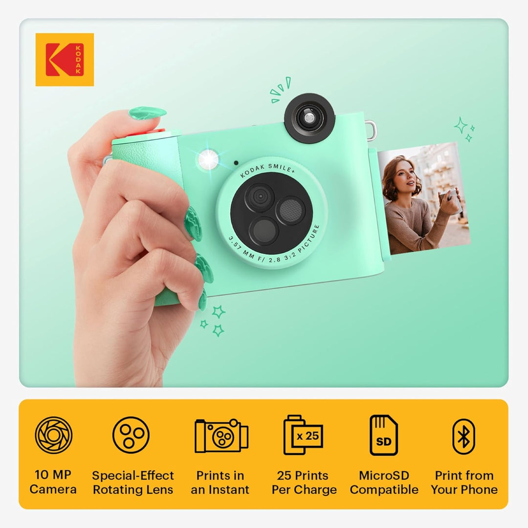 KODAK Smile+ 2-in-1 Digitale Sofortbildkamera & Fotodrucker Geschenkpaket + Tasche + Zink 20 Blatt +