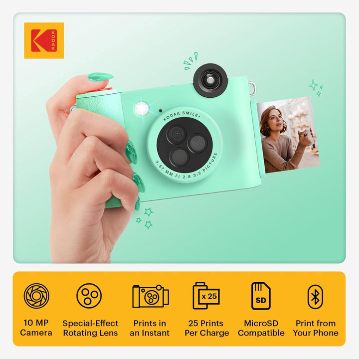 KODAK Smile+ 2-in-1 Digitale Sofortbildkamera & Fotodrucker Geschenkpaket + Tasche + Zink 20 Blatt +