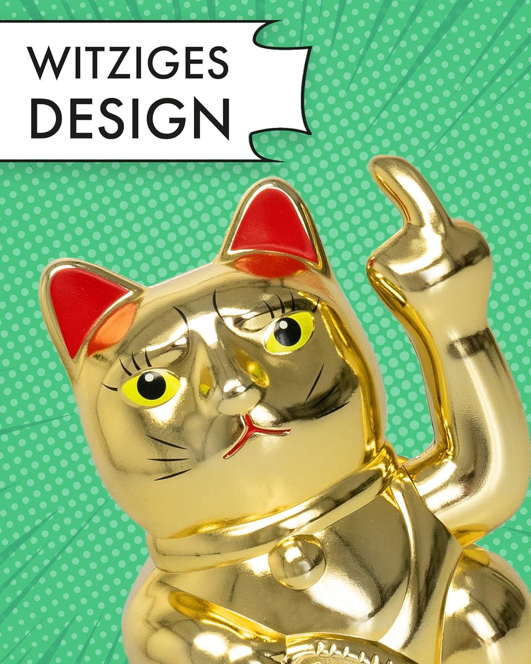 ANGRY CAT - Winkekatze Lucky CAT - Lustige winkende Katze - japanische Winkkatze - Dekoartikel Wacke