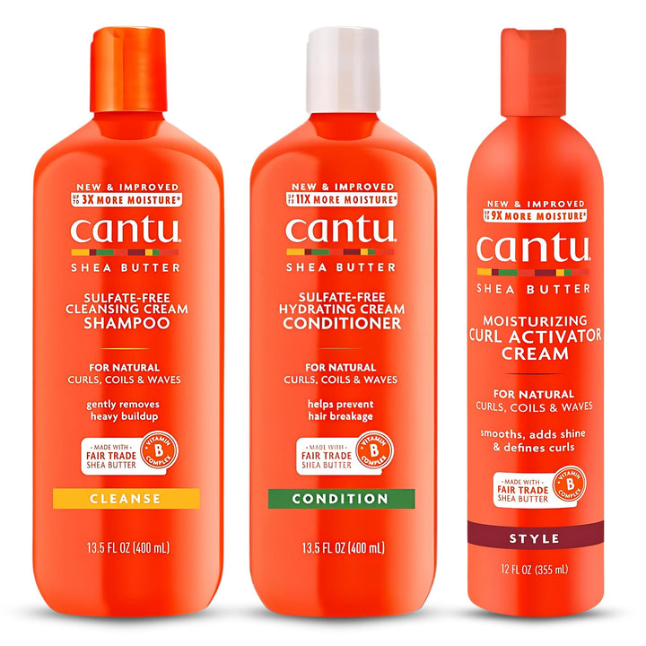Cantu Sulfatfreies Shampoo &amp; Conditioner 12oz mit Sheabutter Feuchtigkeitscreme 12oz