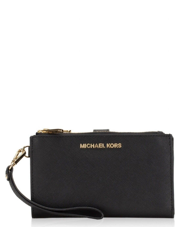 Michael Kors Damen Jet Set Travel Double Zip Wristlet Schwarzes Saffiano, Schwarzes Saffiano
