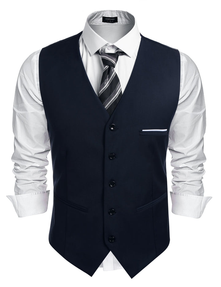 COOFANDY Herren Anzugweste Anzug V-Ausschnitt Formale Hochzeit Klassische Slim fit Elegant Westen Bu