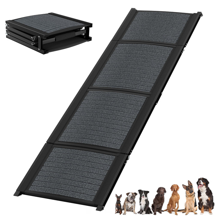 SUBTLETY 157x43cm Aluminium Hunderampen Klappbar Haustiere Sicherheitsrampen Anti-Rutsch Hundetreppe