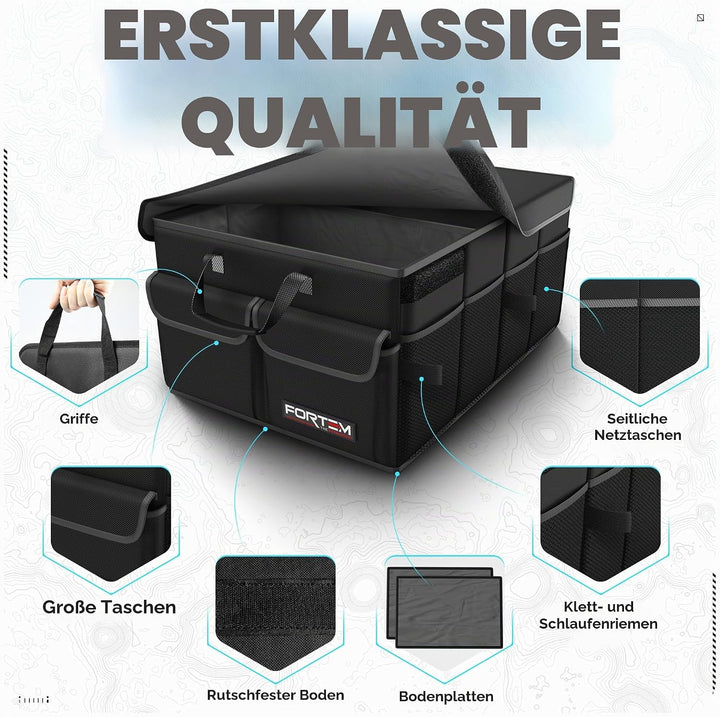 FORTEM Kofferraum Organizer SUV, Faltbare Auto Aufbewahrung, 600D Oxford, Rutschfeste Unterseite, Ve