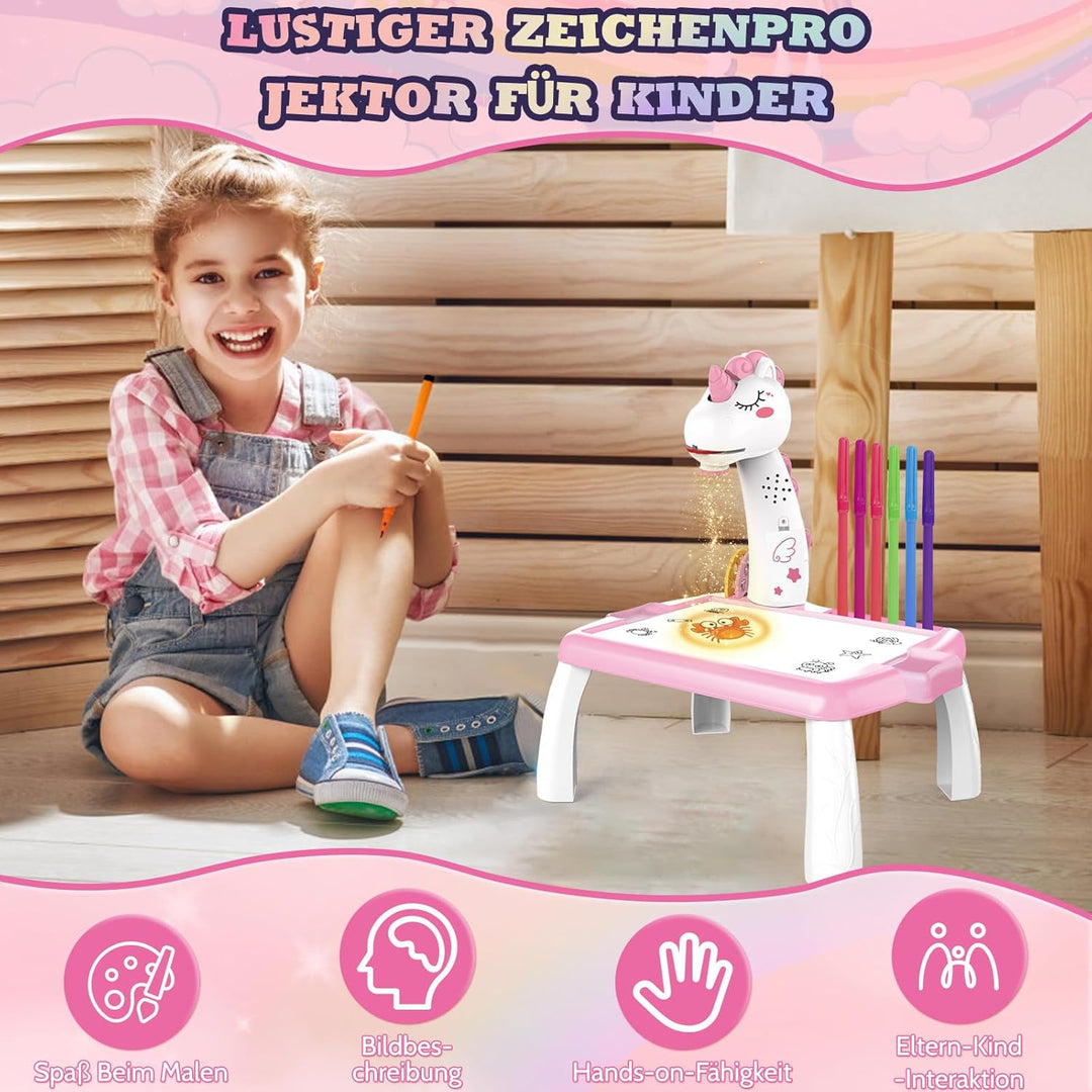 Zeichenprojektor für Kinder, Projektion Zeichentafel Kind 48 Stück Malprojektor Kinder Set mit 48 Mo
