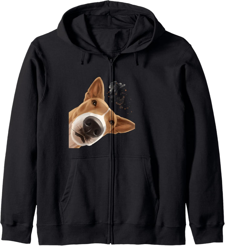 Lustiger Neugieriger Kongo-Terrier Hund Basenji Kapuzenjacke