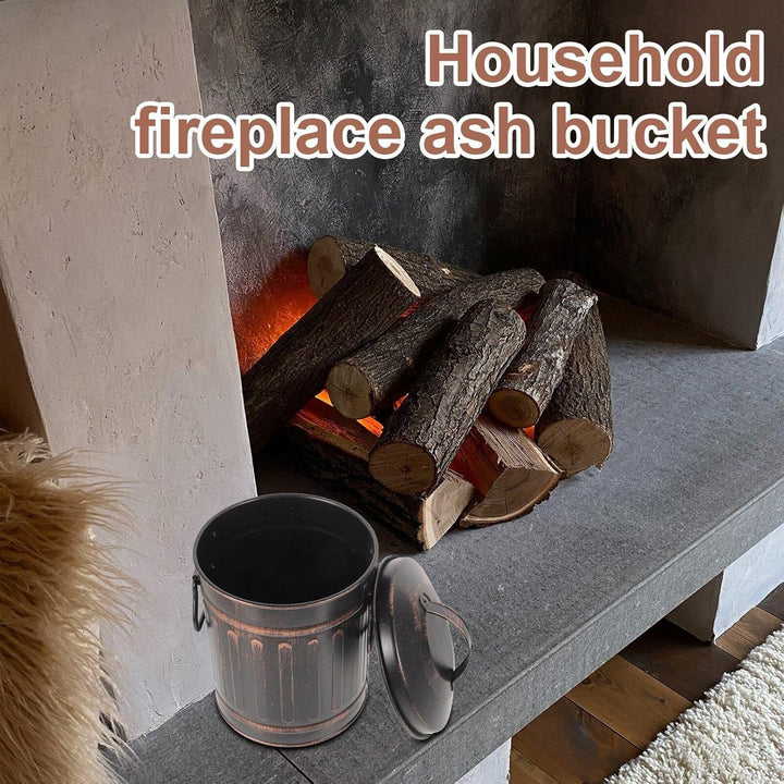 Mini-Eimer Für Kamin, Vintage-metalldose Deckel Und Griff, Gerader Retro-Eimer Für Feuerholzofen