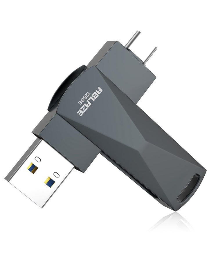ABLAZE 128 GB USB C Stick, Dual USB 3.0 + Typ C, kompatibel mit iPhone 16/15, Android-Smartphones, C