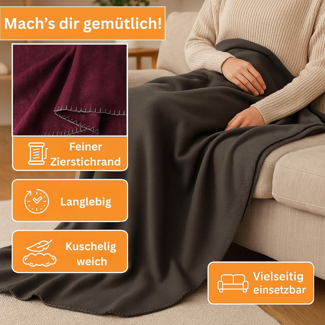 HLKauf Fleecedecke 150x200 cm Kuscheldecke flauschig, knitterarme und atmungsaktive Couchdecke HLKau